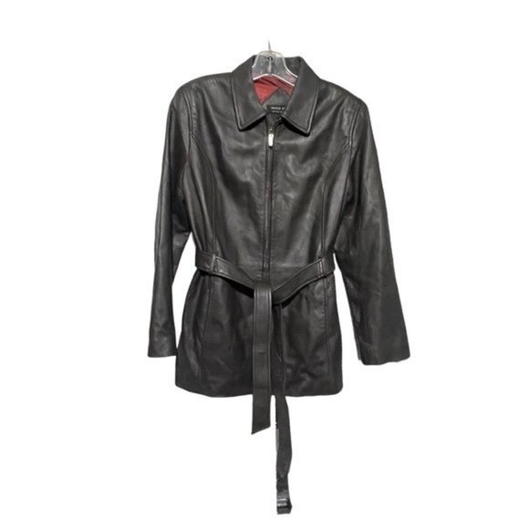 Valerie Stevens Jackets & Blazers - Valerie Stevens Womens Full Zip Jacket Belted Lambskin Leather Black Size Medium